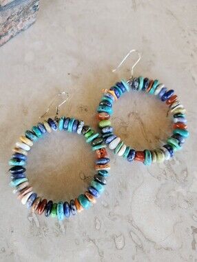 Sterling Silver Multi Gemstone HOOP earrings